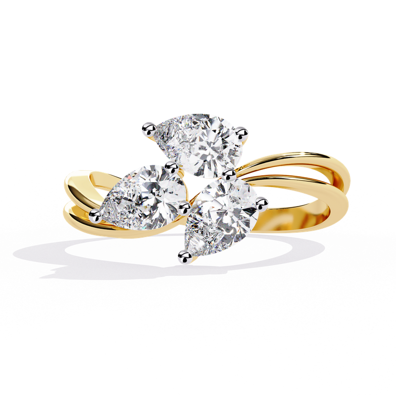 Triple Bloom Pear Diamond Ring