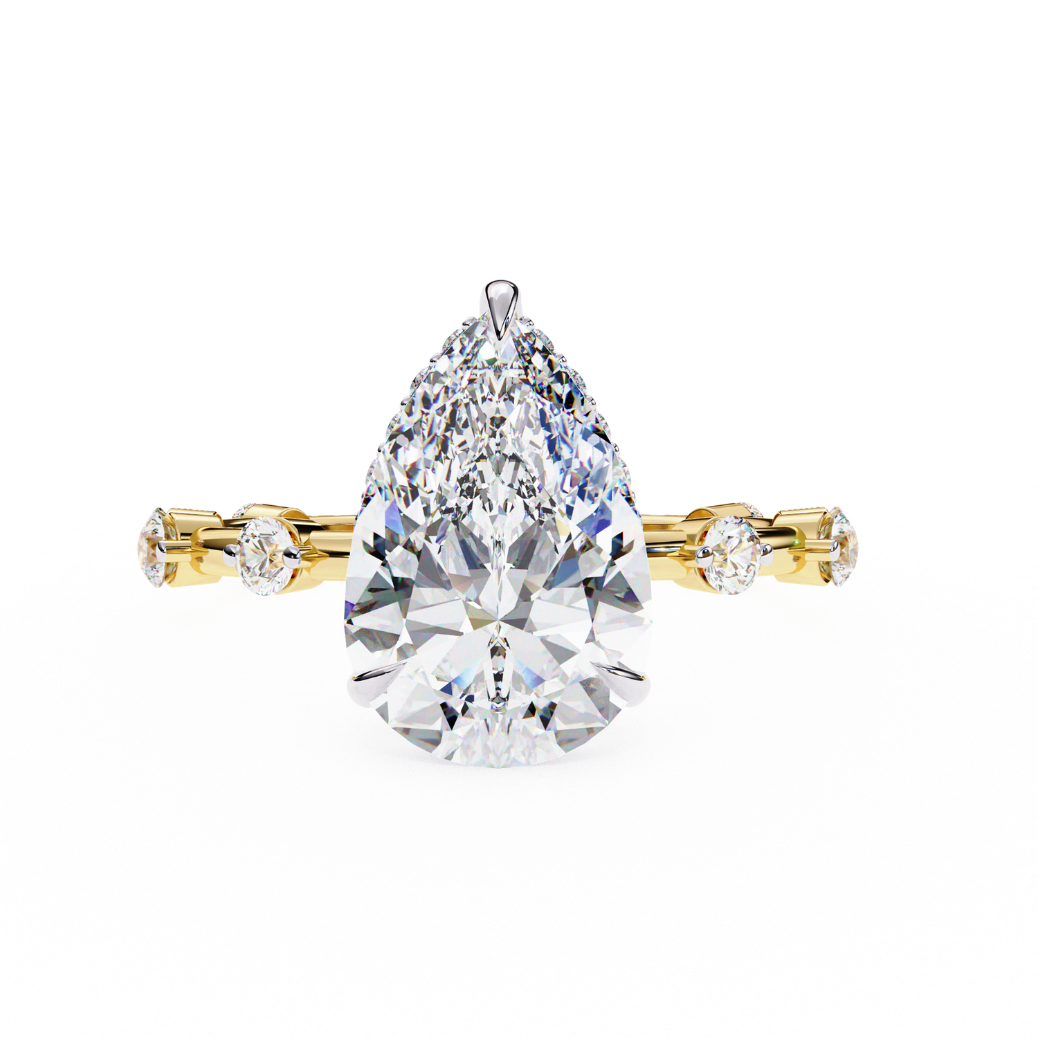 Pear Hidden Halo Luxe Ring