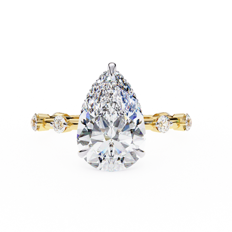 Pear Hidden Halo Luxe Ring