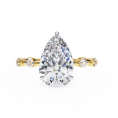 Pear Hidden Halo Luxe Ring