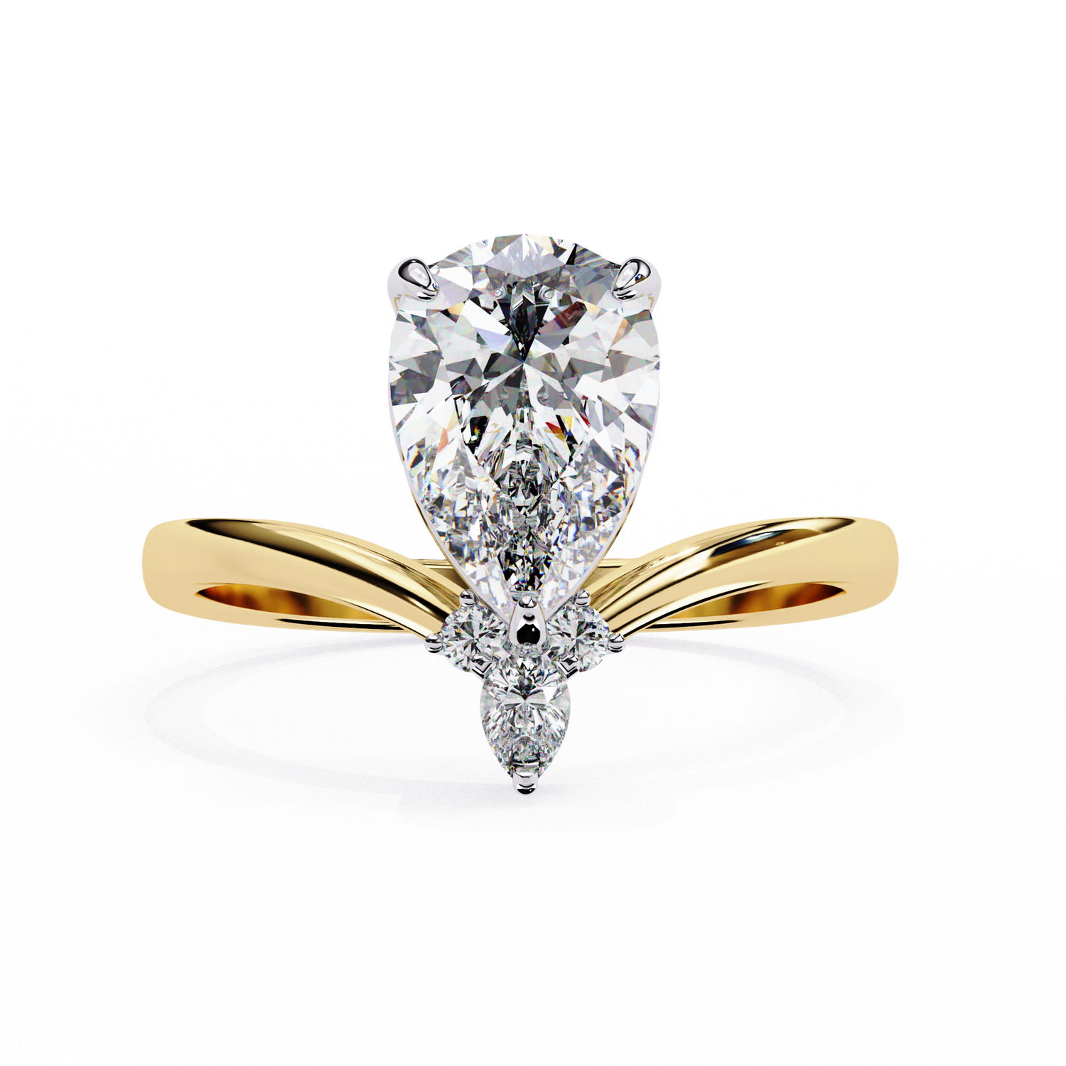 Modern Pear Solitaire Ring