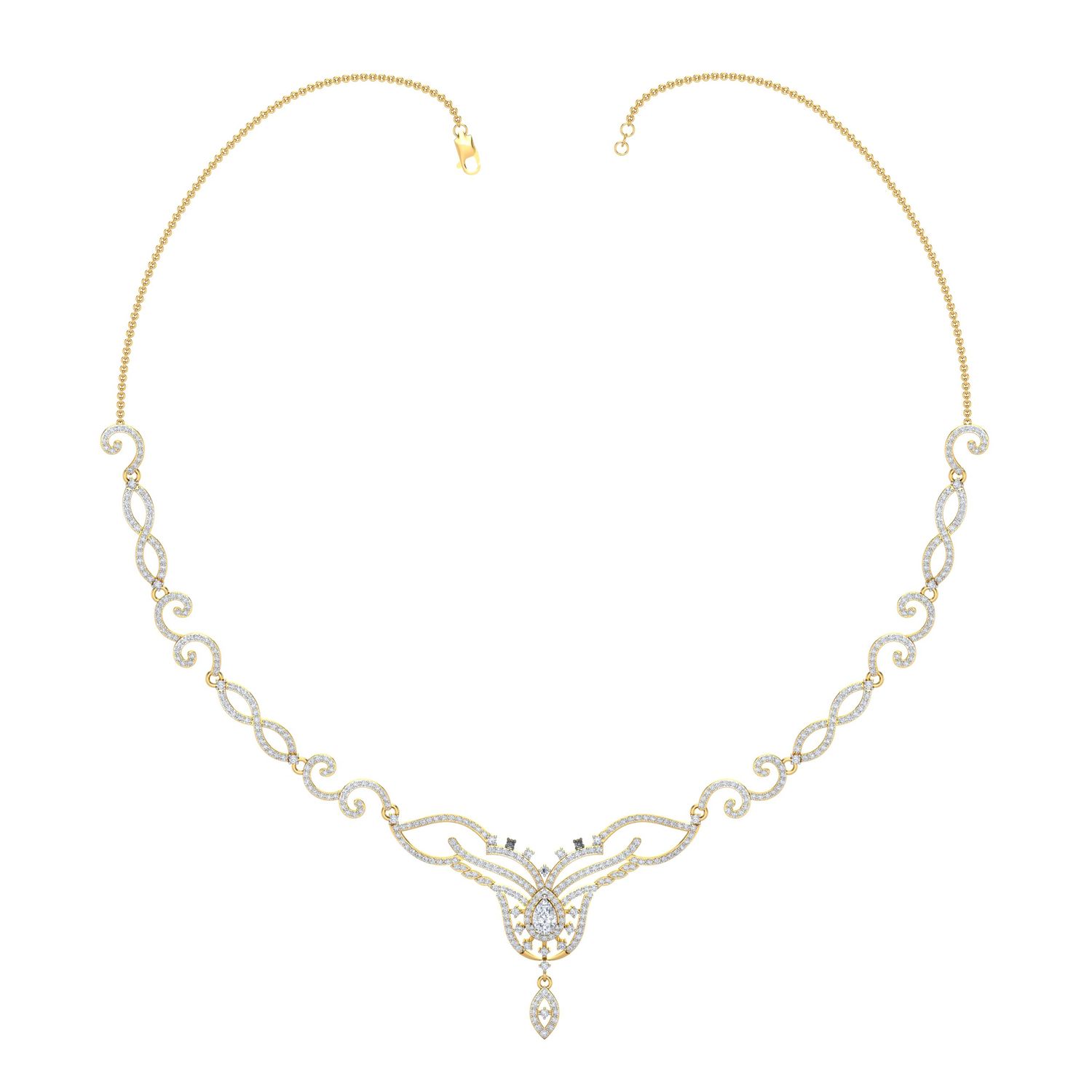 Crystal Cascade Necklace Set