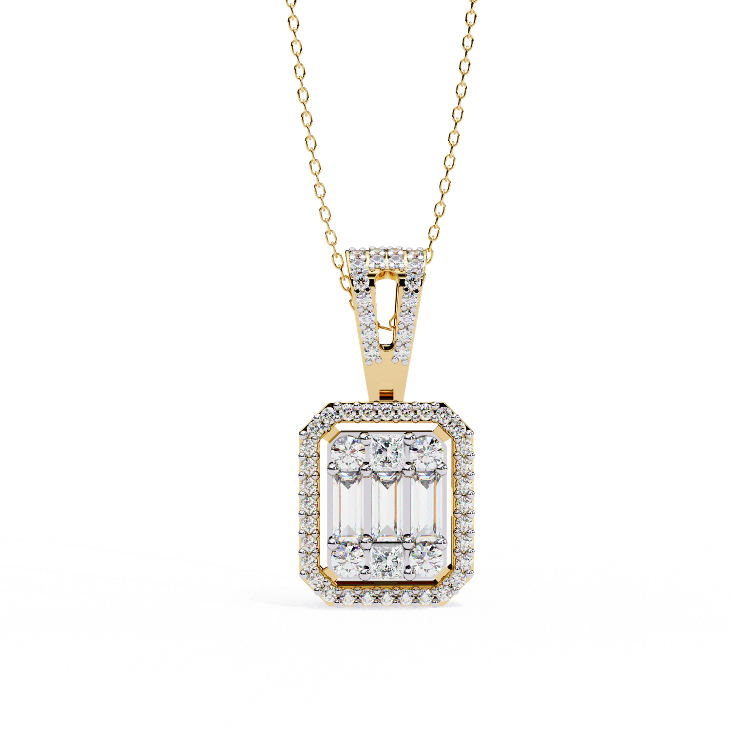 Radiant Frame Diamond Pendant