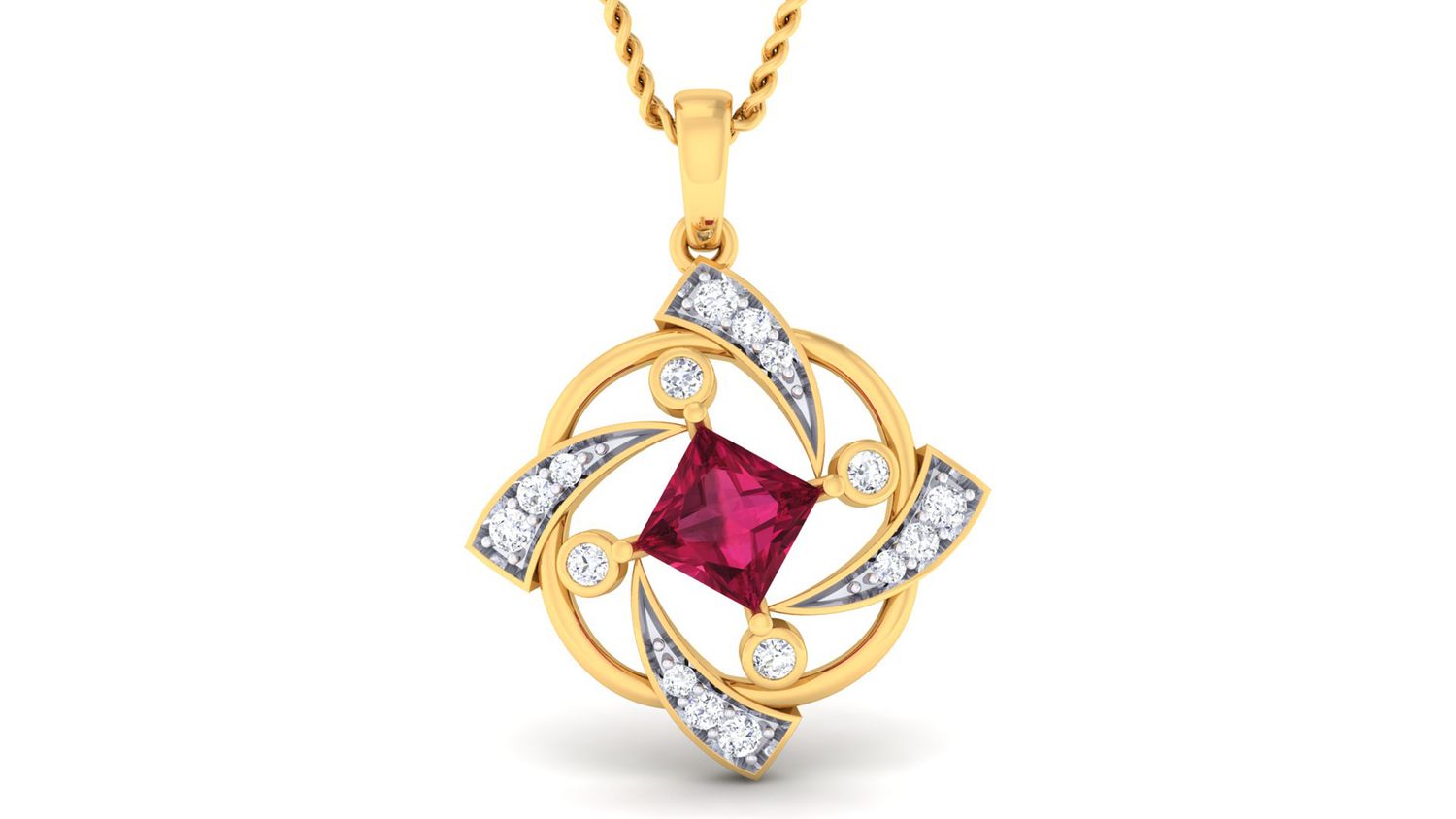 Diamond Cascade Leaf Pendant Set