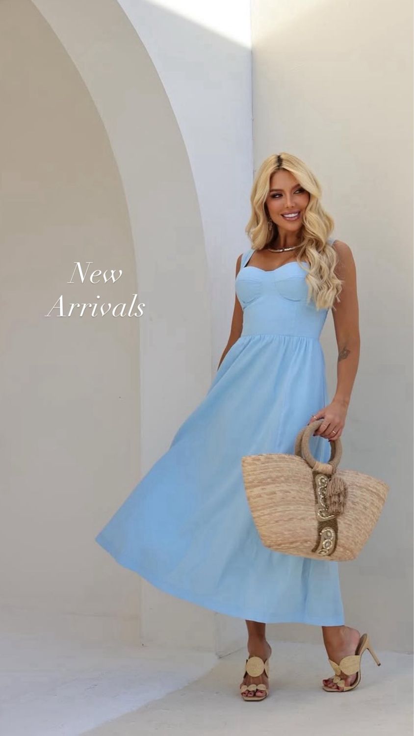 Elegant Baby Blue Midi Dress