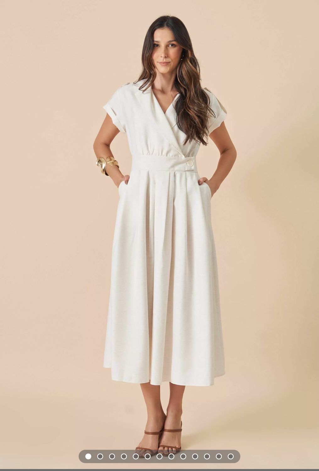 Tailored Midi Dress with Pockets – Timeless Elegance