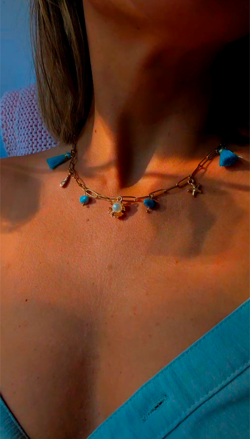Collier thème marin bleu