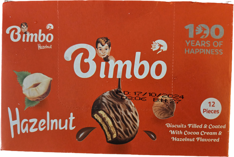 Bimbo Hazelnut Biscuits Filled &amp; Coated 12 pcs x30 g