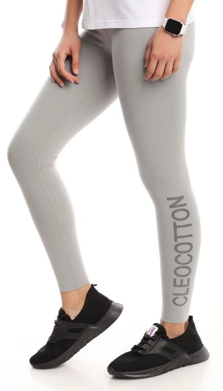 1 Piece Grey - Ladies high waist Legging w/Logo print Cleocotton, Brand: CLEOCOTTON, Solid colours: Grey, Main Sizes: Small