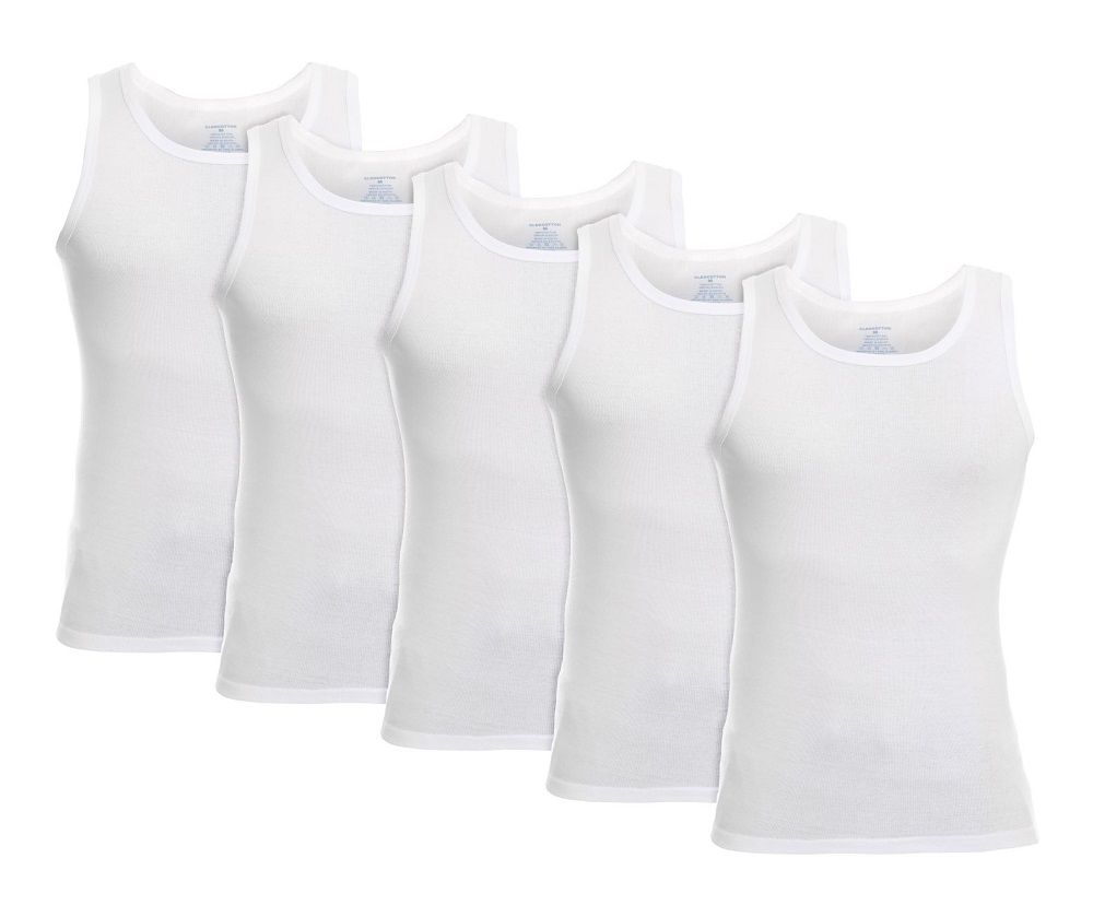 5-Pack White - Men&#39;s Cotton Undershirt A-Tank (Slim Fit), Assorted Colours: White Pack, Main Sizes: Small, Brand: CLEOCOTTON