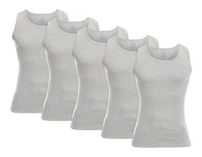 5-Pack Grey - Men&#39;s Cotton Undershirt A-Tank (Slim Fit)