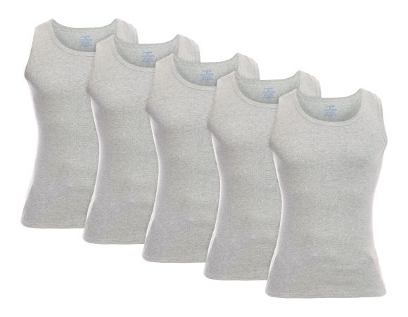 5-Pack Grey - Men&#39;s Cotton Undershirt A-Tank (Slim Fit)