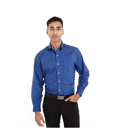 18CV313 - Van Heusen Men&#39;s Long Sleeve Oxford Shirt - French Blue, Solid colours: French Blue, Main Sizes: Meduim