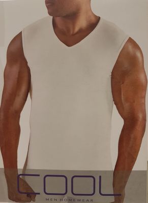 COOL 161 - Men&#39;s V-Neck Cut Shirt Cotton-Lycra- White