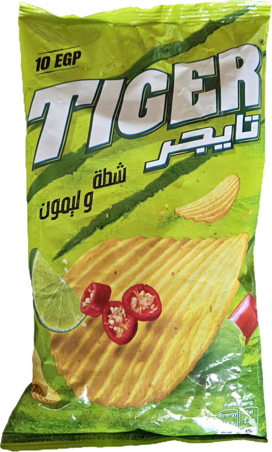 Tiger fried potato chips - Chili and Lemon - 50g Package
