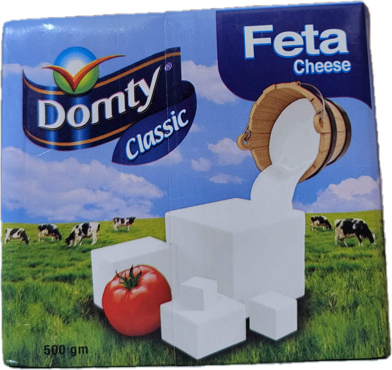 Domty White Cheese -  500 gram Tetra Pack package - Feta Cheese Label