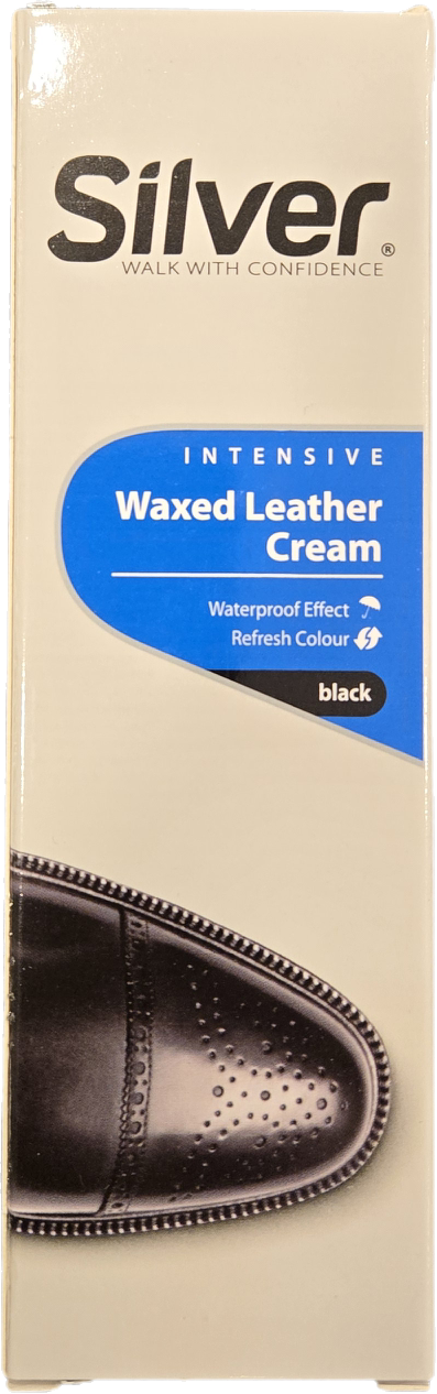 SILVER Waxed Leather Cream - 75ML - BLACK - KB2001
