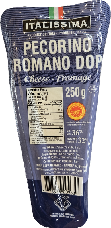 Italissima Italian Pecorino Romano Cheese 250g