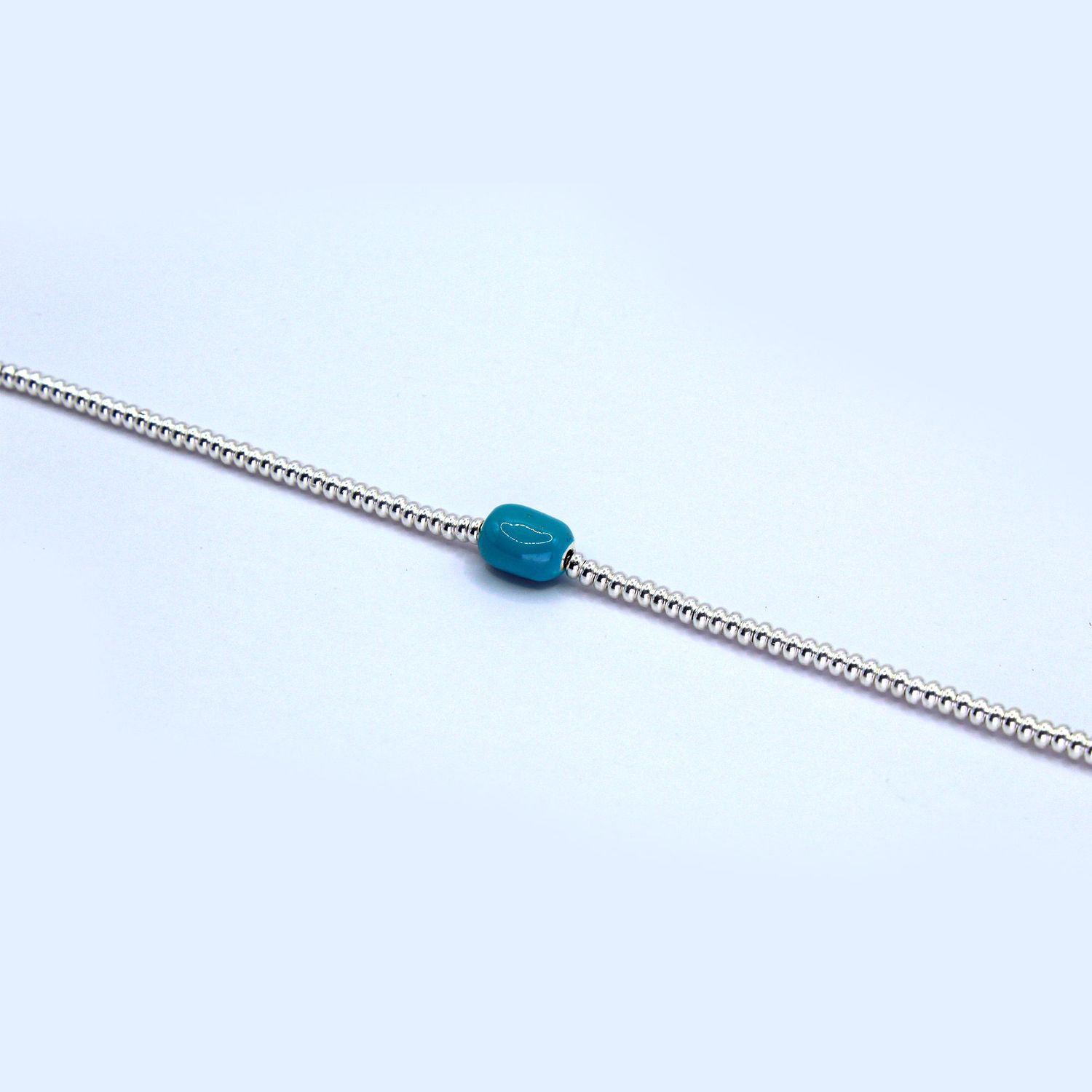 Sterling Silver Bracelet With Turquoise Colored Silver Ball