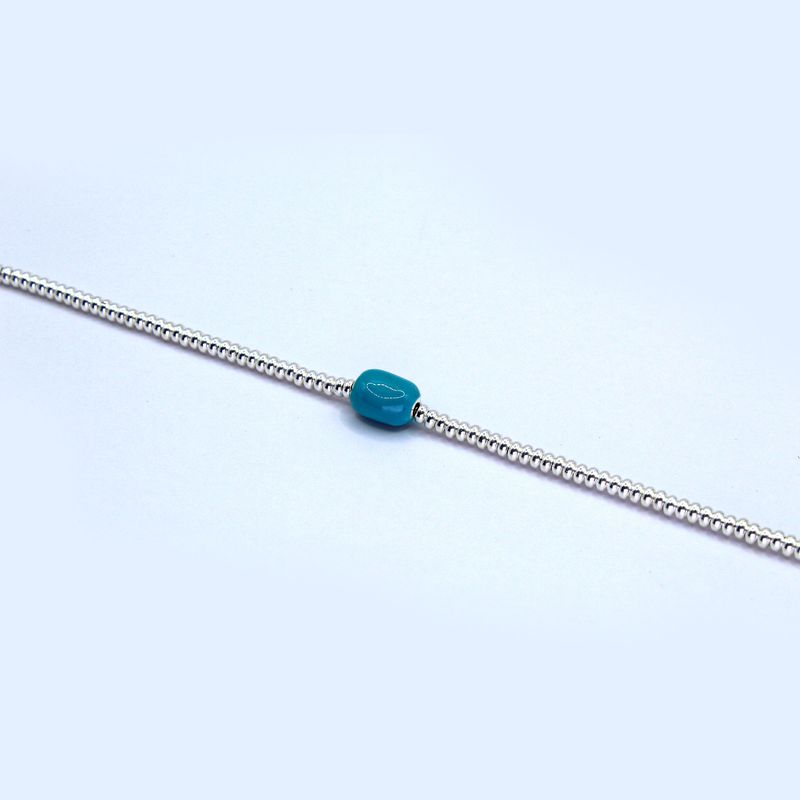 Sterling Silver Bracelet With Turquoise Colored Silver Ball