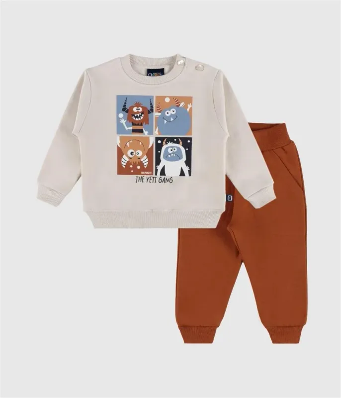 ​Bennie – Conjunto Yeti Gang para Menino | Sweatshirt e Calça | Outono/Inverno