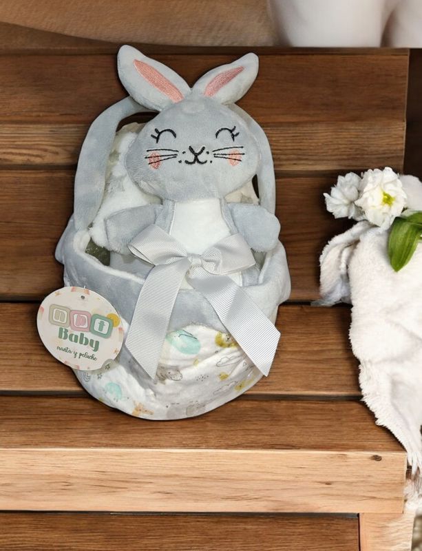 Dou Dou with blanket and basket - Gray
