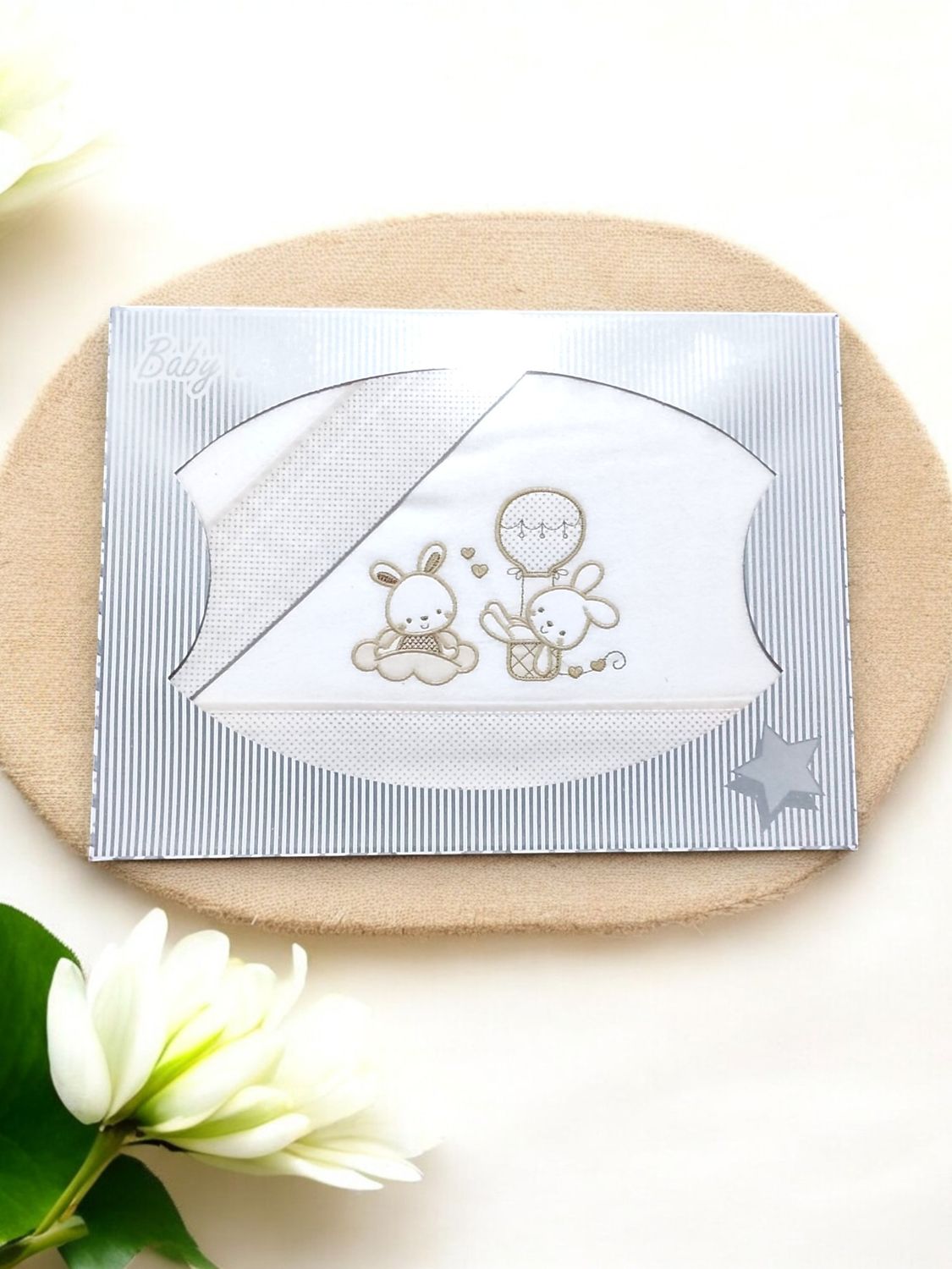 Embroidered flannel bedding set