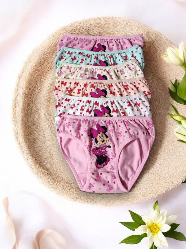 Pack de 6 Cuecas Minnie para Menina – Cores Sortidas