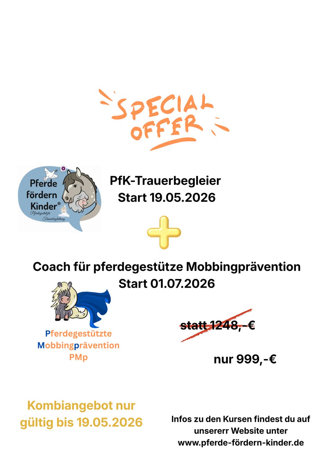 Kombiangebot Trauerbegleiter PfK + Coach für Pferdegestütze Mobbingprävention