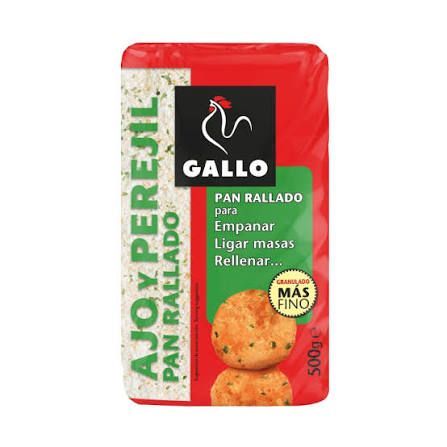 PAN RALLADO GALLO 500 GRS. AJO-PER.