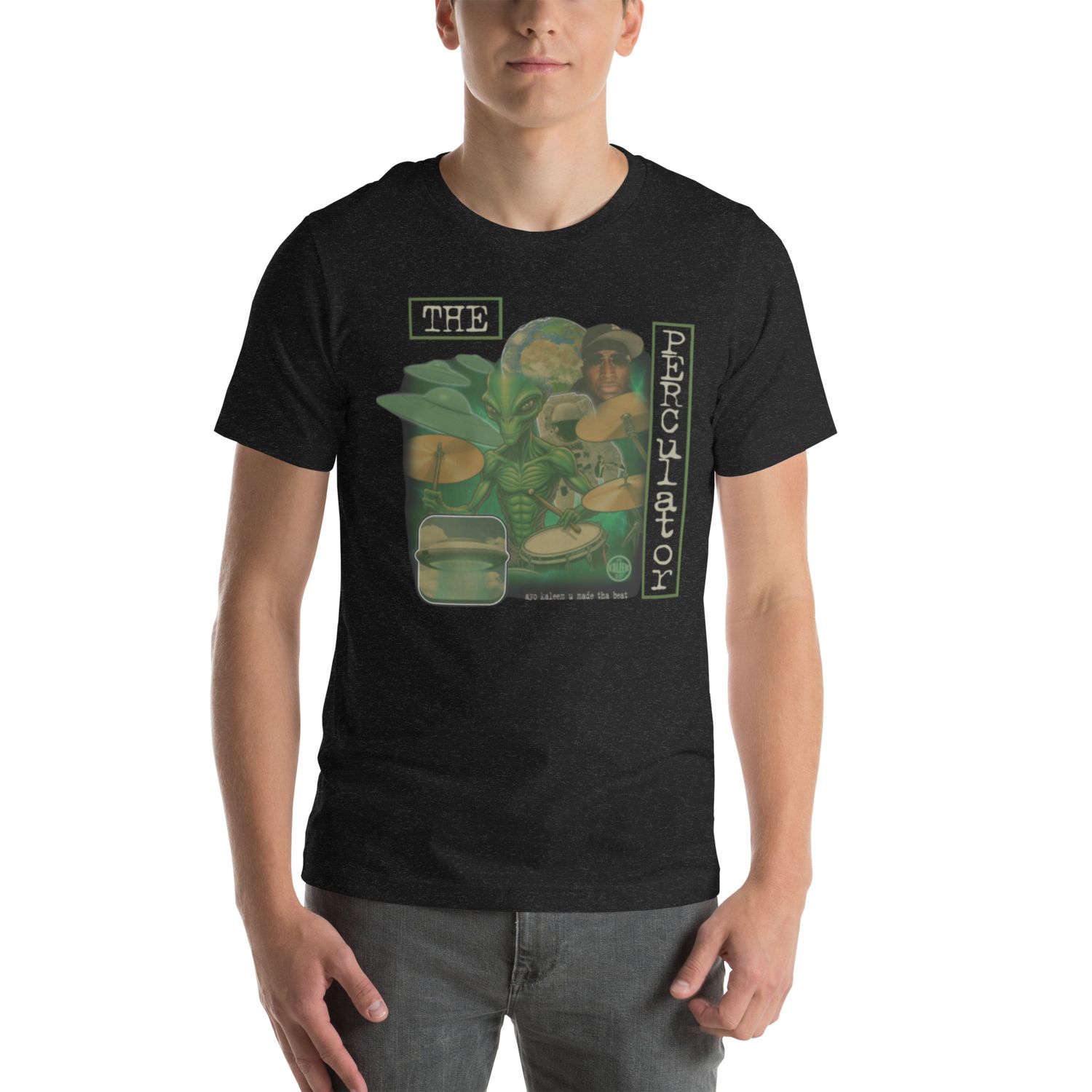 Kaleem Beats: Alien Perculator Vibes Tee – Out of This World Groove! 🛸🥁