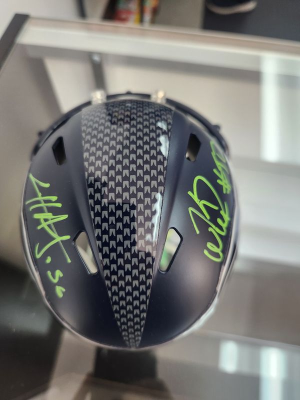 Cliff Avril &amp; KJ Wright Autographed Mini Helmet Seahawks