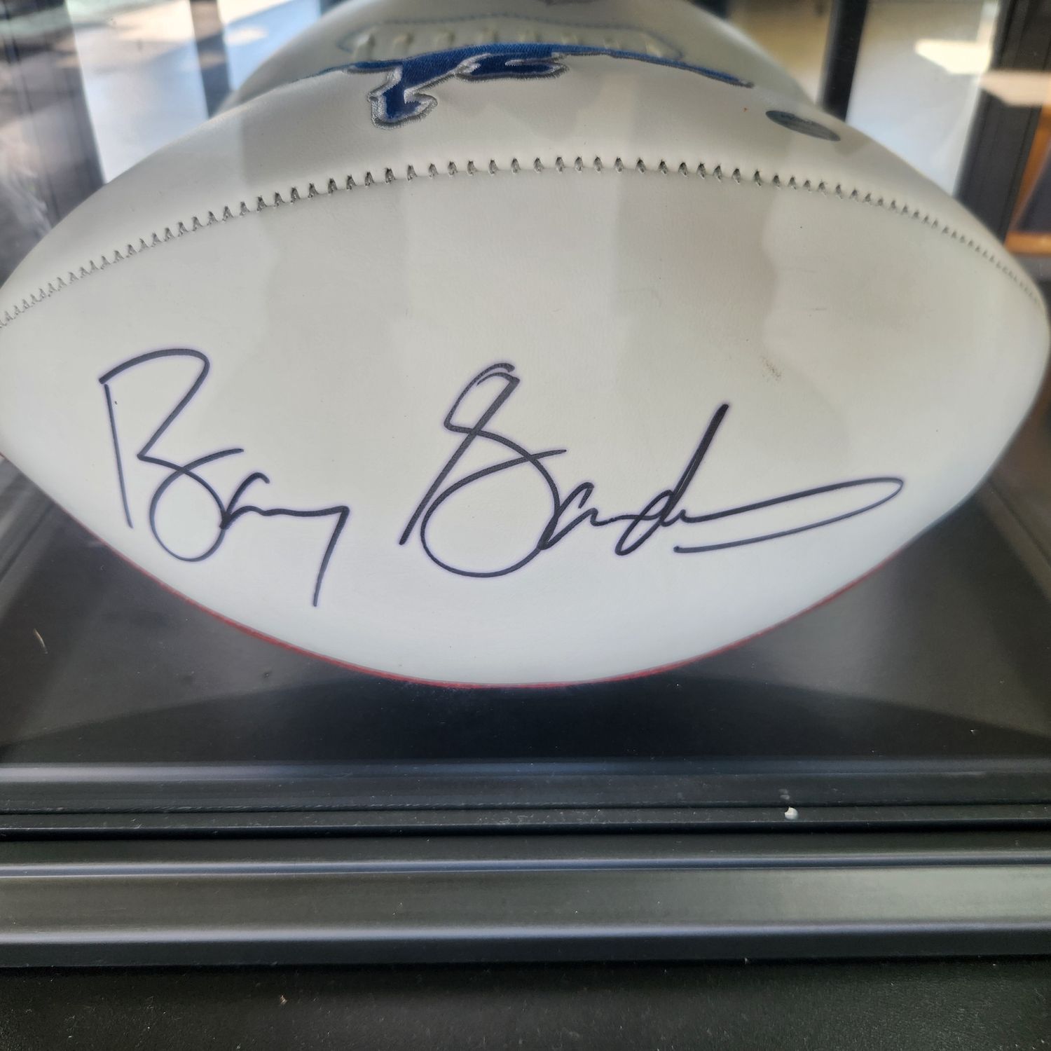 Barry Sanders Signed Lions Logo Football w/COA