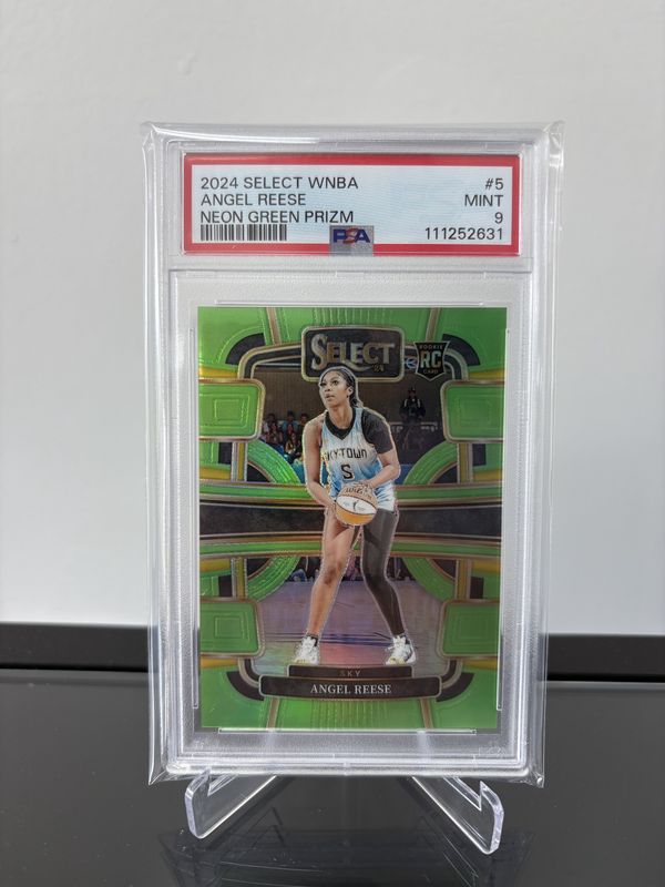 2024 Select WNBA Angel Reese Neon Green Prizm PSA 9