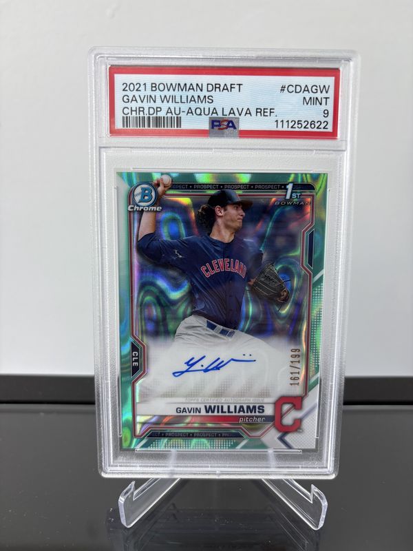 2021 Bowman Draft Gavin Williams auto  Aqua Lava /199  PSA 9
