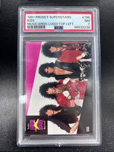 1991 Proset Superstars KISS Musicards-LOGO/TOP LEFT #196 PSA 7 NM