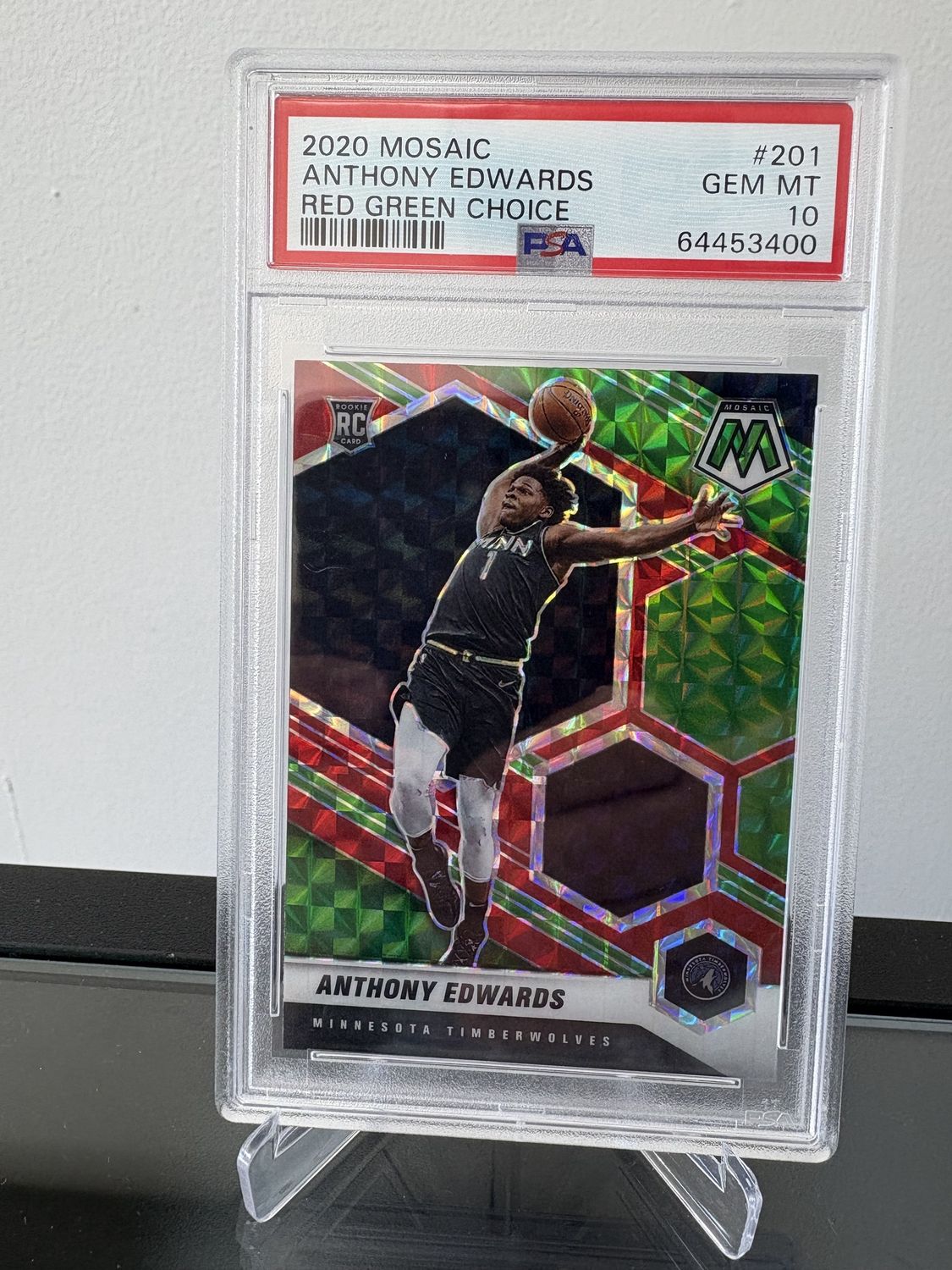 2020 Mosaic Anthony Edwards Red Green Choice RC PSA 10