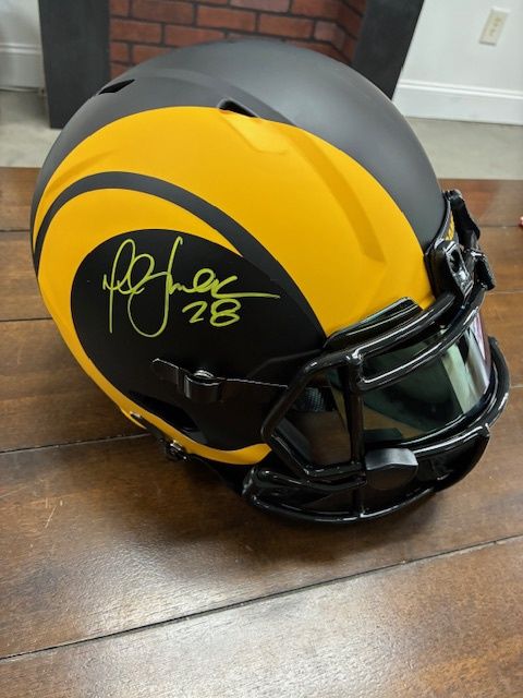 Marshall Faulk autographed Rams Full Size Matte Black Helmet