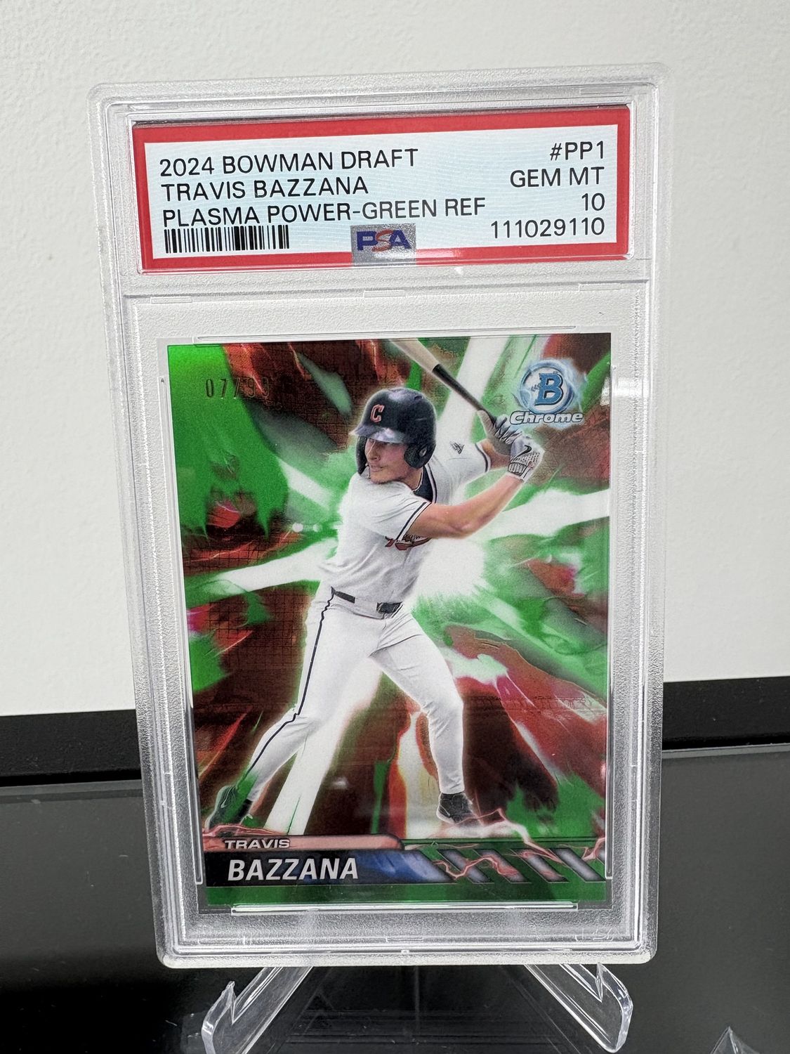 2024 Bowman Draft Travis Bazzana Plasma Power Green Refractor PSA 10