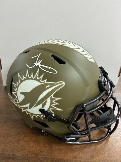 Tyreek Hill Signed Miami Dolphins Full Size Salute to Service Helmet