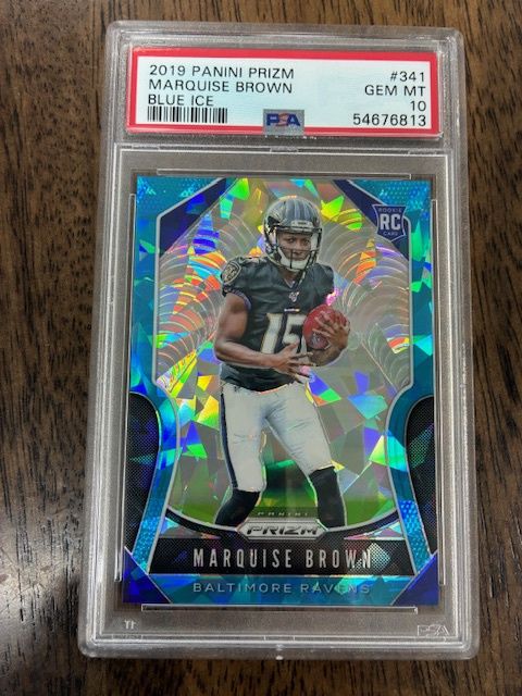2019 Panini Prizm Marquise Brown Blue Ice Gem MT 10