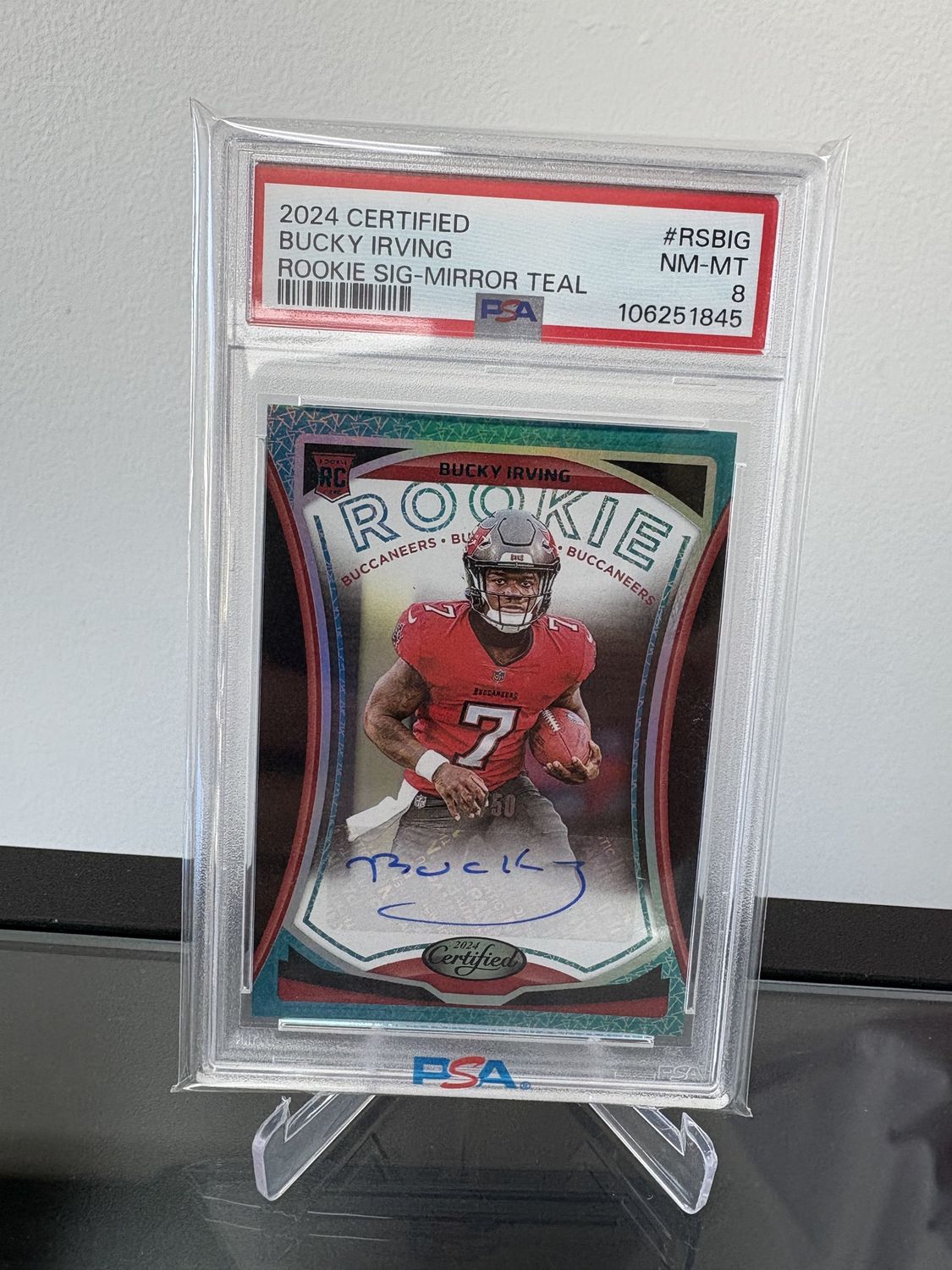 2024 Certified Bucky Irving Mirror Teal Auto #d /50 PSA 8