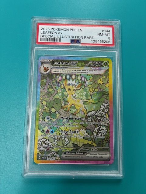 2025 Pokemon Leafeon ex SIR PSA 8 Prismatic Evolutions