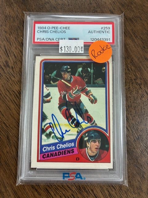 1984 O-Pee-Chee OPC Chris Chelios Rookie Auto PSA / DNA