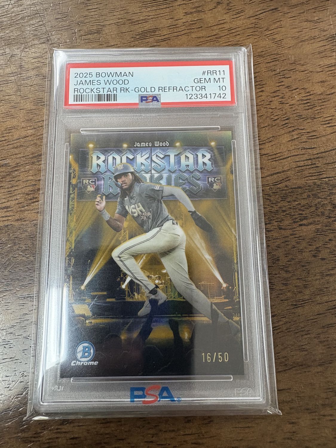 2025 Bowman James Wood Rockstar Rookies Gold Refractor /50 PSA 10