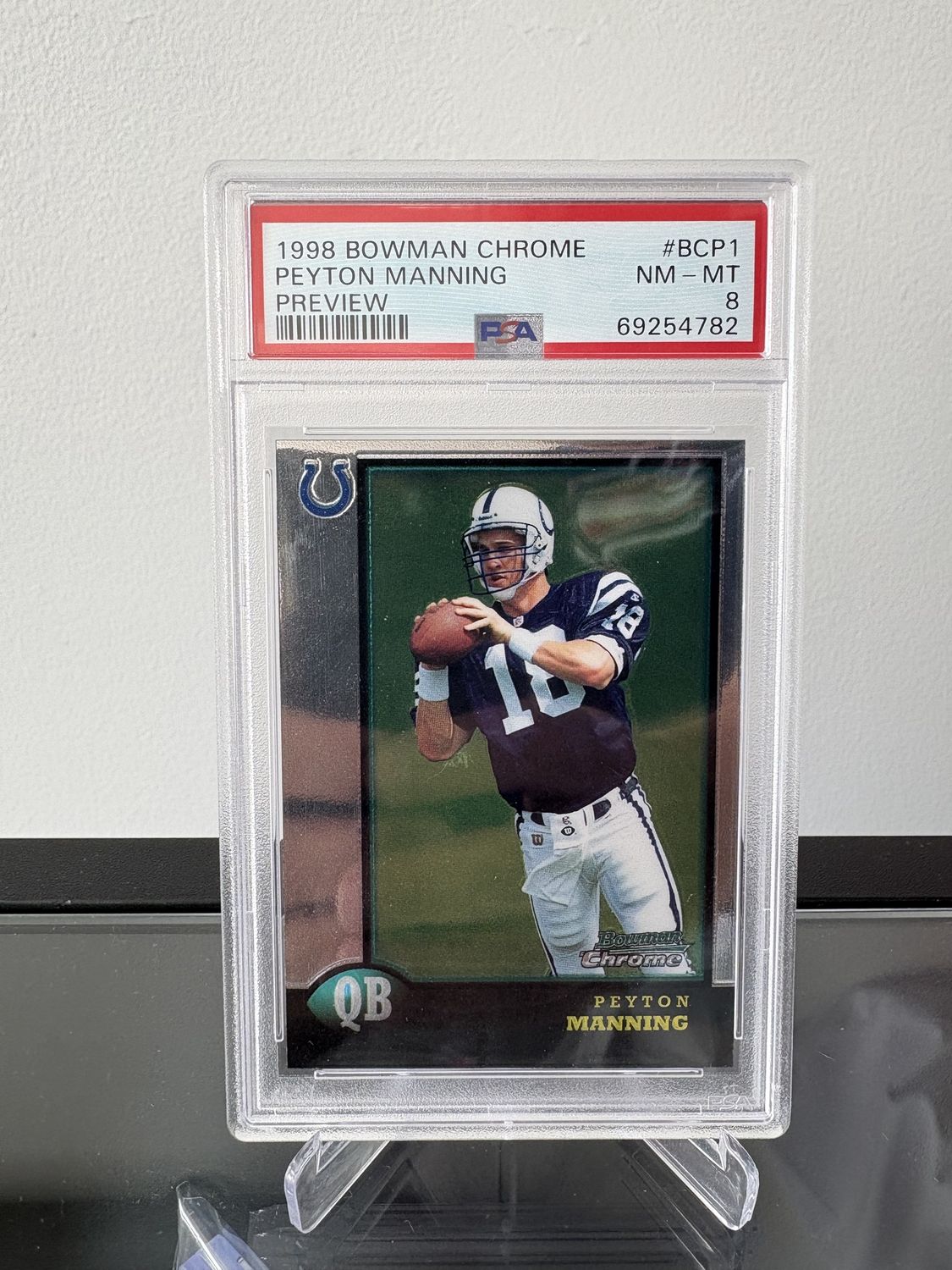 1998 Bowman Chrome Peyton Manning Preview BCP1 PSA 8 RC