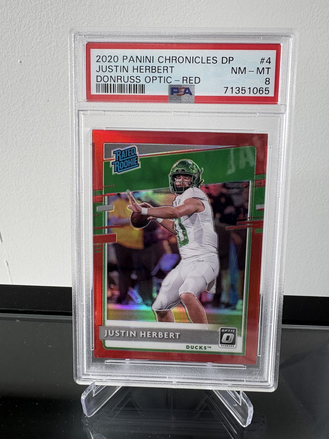 2020 Chronicles Justin Herbert RC Red Optic PSA 8