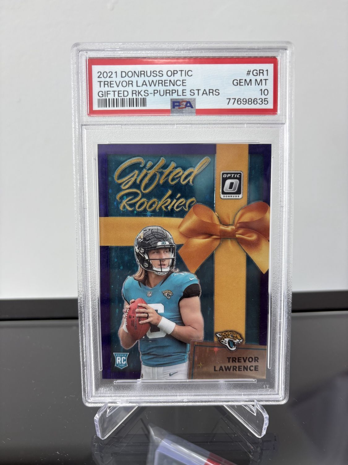 2021 Donruss Optic Trevor Lawrence Gifted Rookies Purple /25 PSA 10