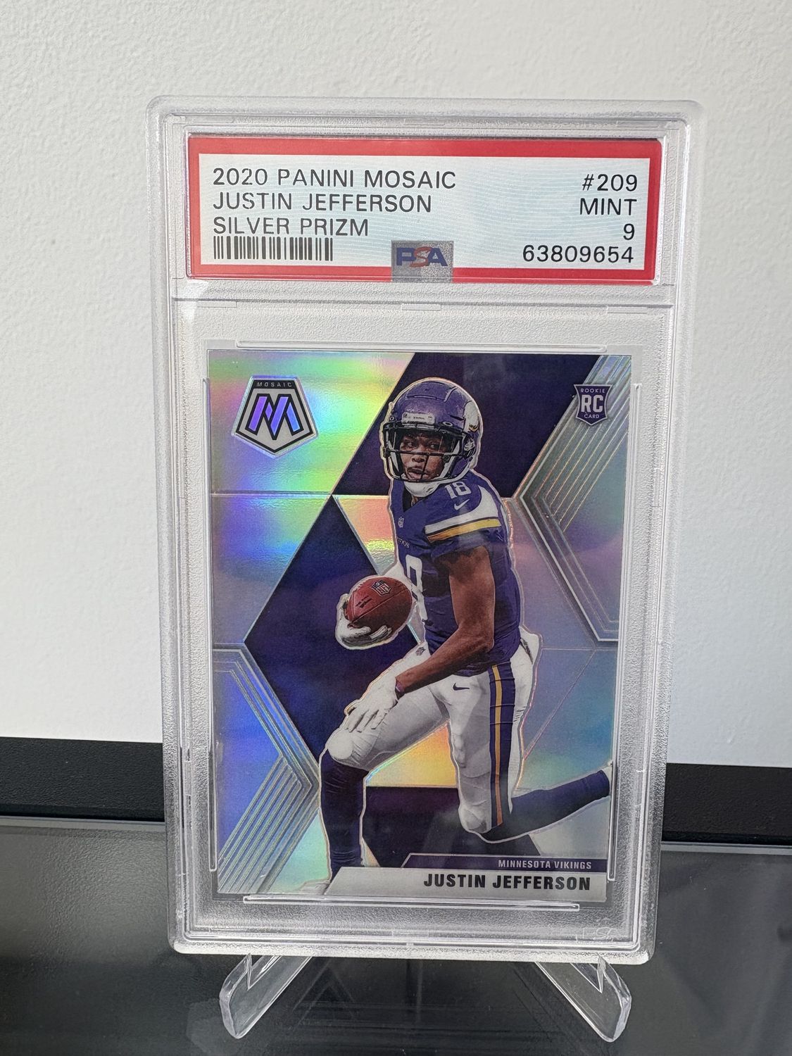 2020 Mosaic Justin Jefferson Silver Prizm #209 PSA 9