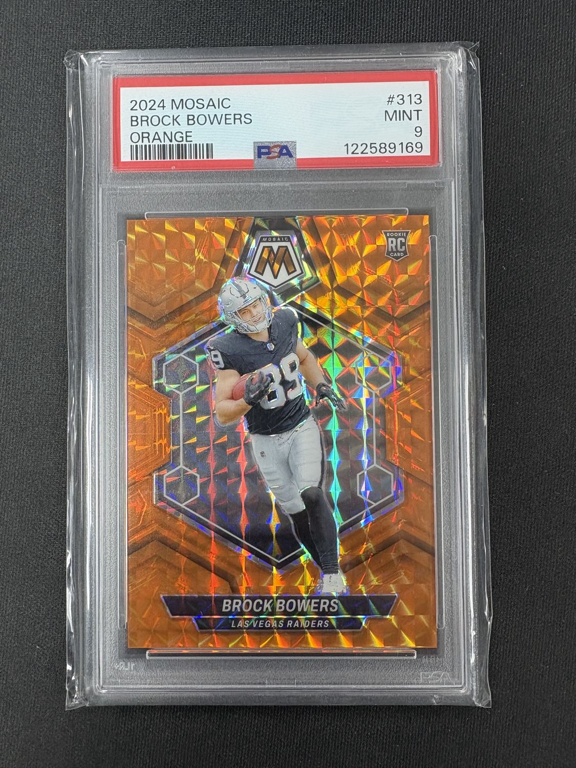 2024 Mosaic Brock Bowers Orange RC PSA 9